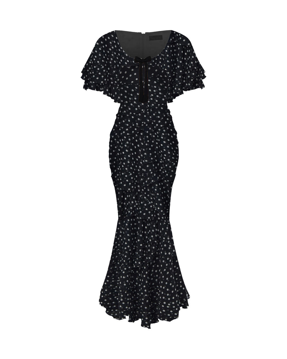 Платье макси из принтованного шифона с бантом
