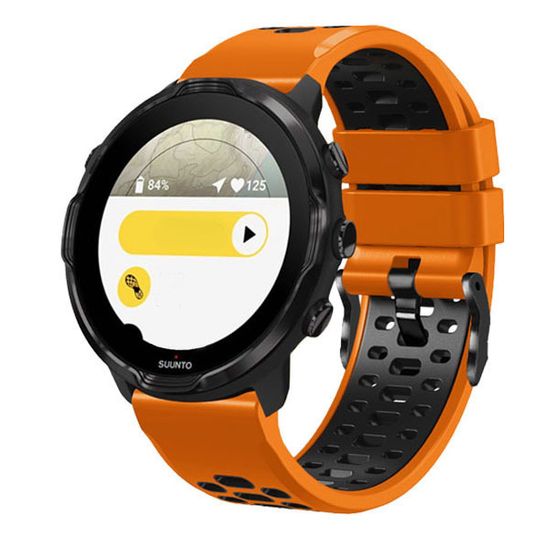 Ремешок двухцветный дышащий 24 мм для Suunto 9 Baro, Suunto 7, Suunto Spartan Sport силиконовый (Оранжевый/черный)