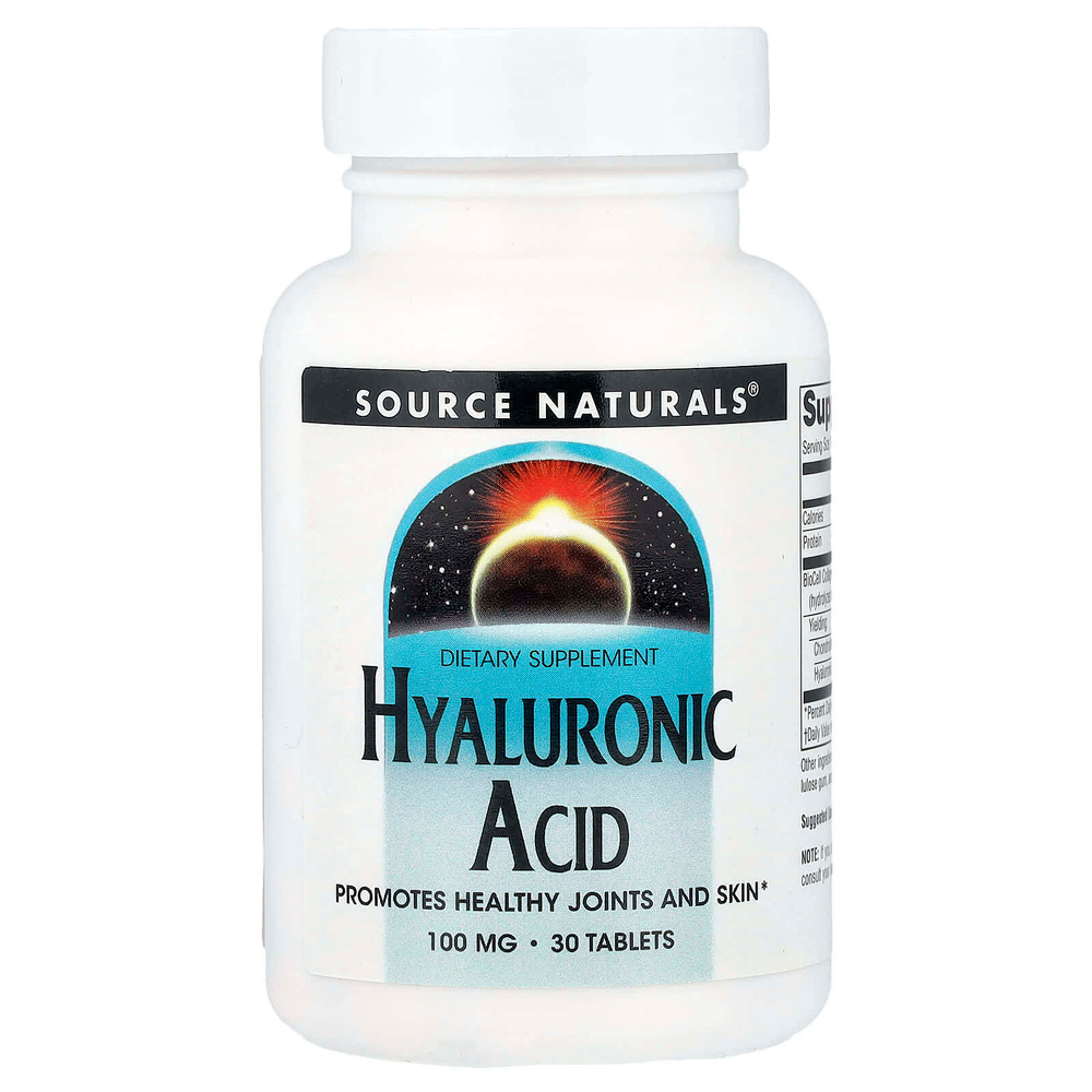 Source Naturals, Гиалуроновая кислота, 100 мг, 30 таблеток