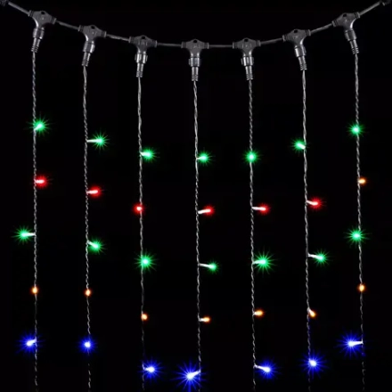 Светодиодный занавес 2*2 м., 400 разноцветных LED ламп, черный провод ПВХ, LTC (PCL402-11-2M)
