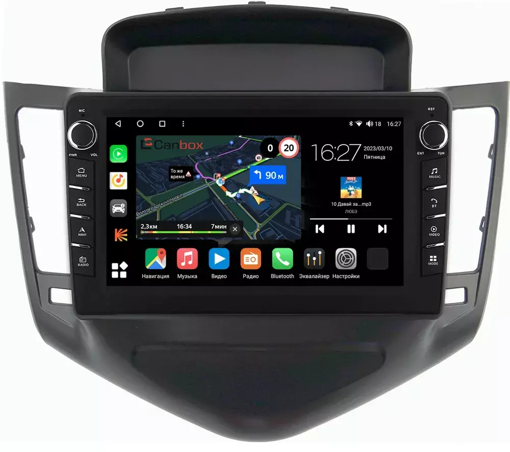 Магнитола для Chevrolet Cruze 2009-2012 (рамка черная) - Canbox 9010 Android 10, ТОП процессор, CarPlay, 4G SIM-слот