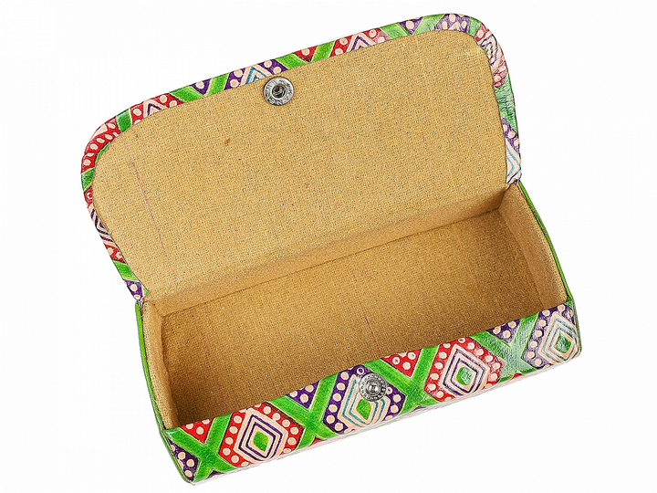 Футляр для очков кожа ручной принт 15x6,5x3,5 см 461748