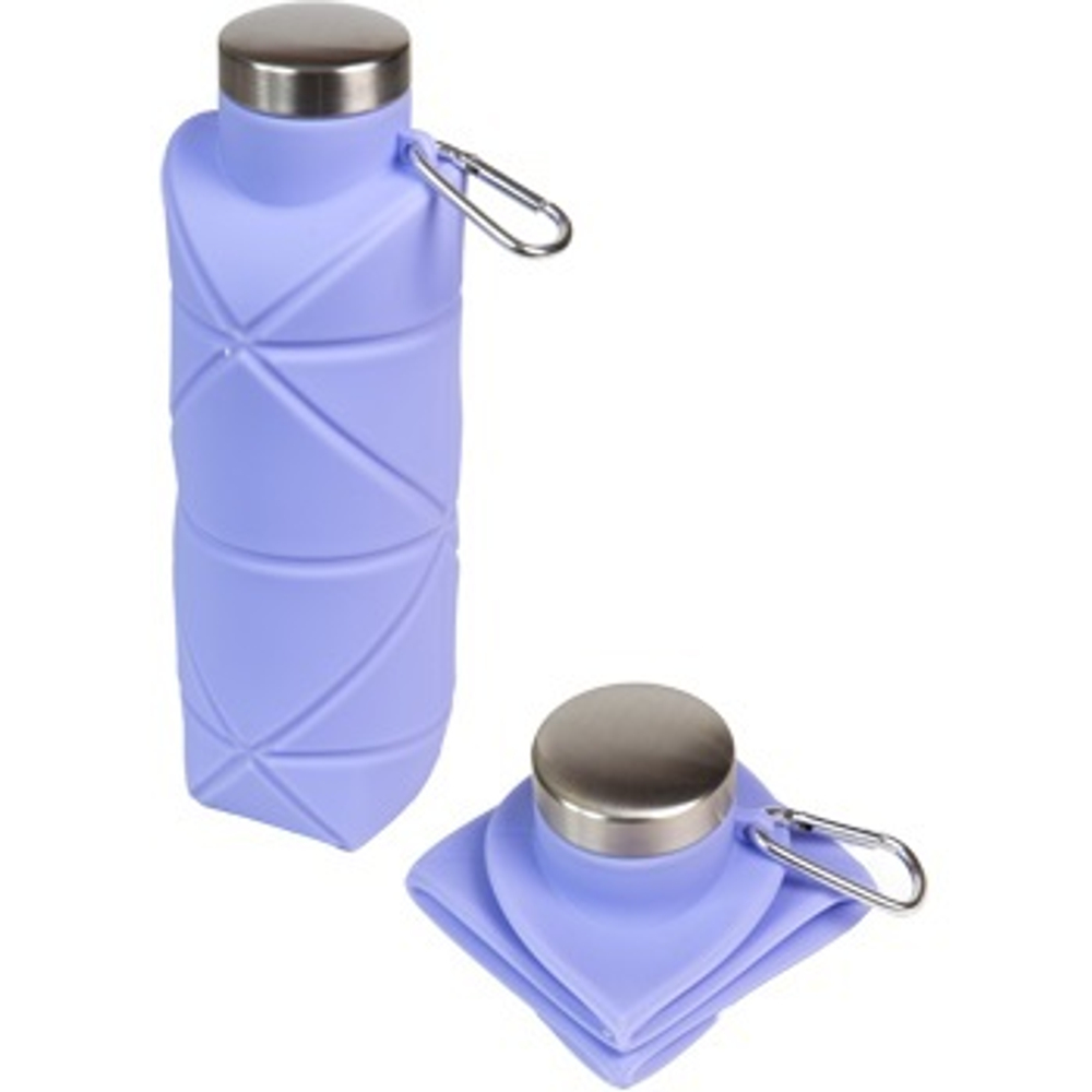 Бутылка для воды складная 700мл, 22 x 8 см, силиконовая, с метал.крышкой, сиреневая