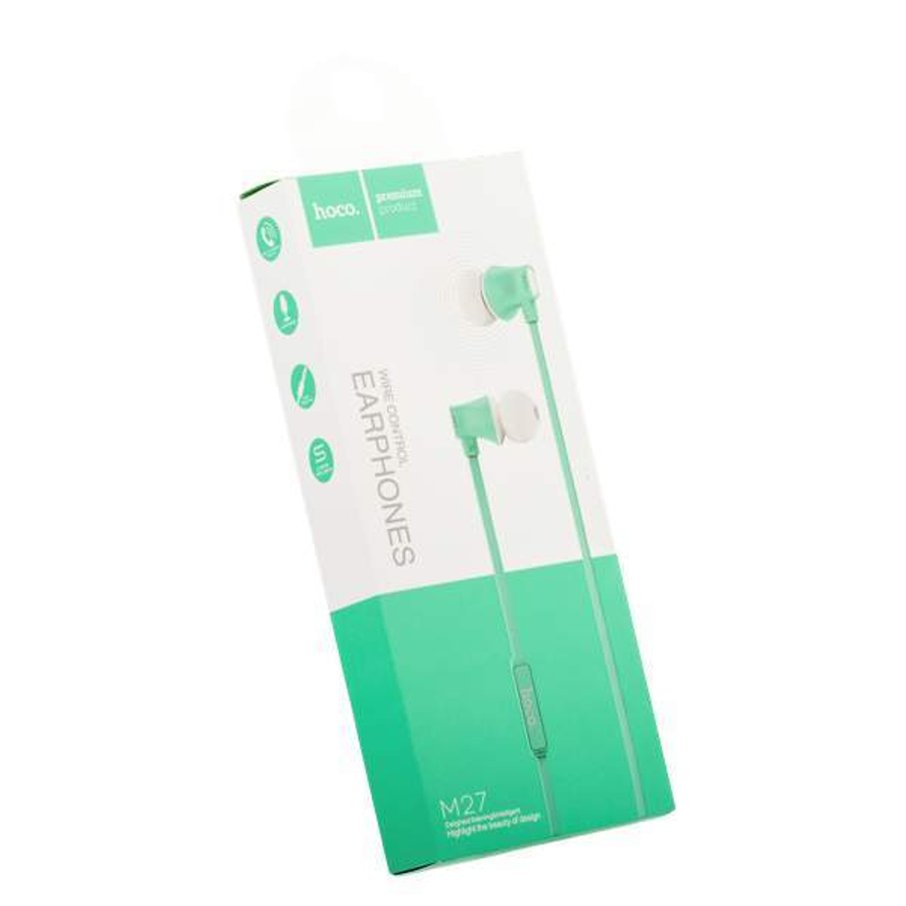 Наушники Hoco M27 Warbler Universal Earphones with mic (1.2 м) с микрофоном Green Зеленые