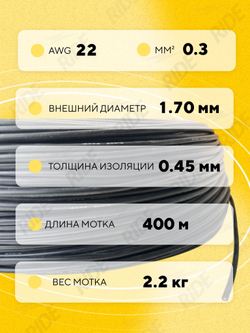 Провод силиконовый 22 AWG, 400 м