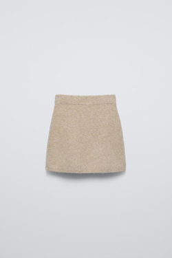 ZARA ВЯЗАНАЯ ЮБКА, СЕРО-КОРИЧНЕВЫЙ