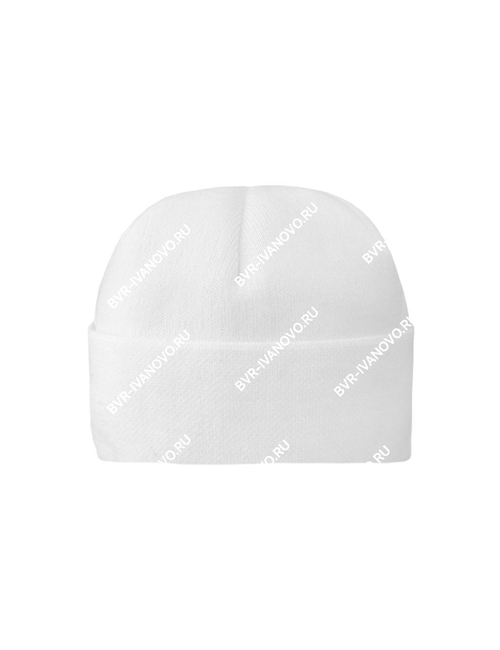 Шапка вязаная 2-х нитка с отворотом (белый)