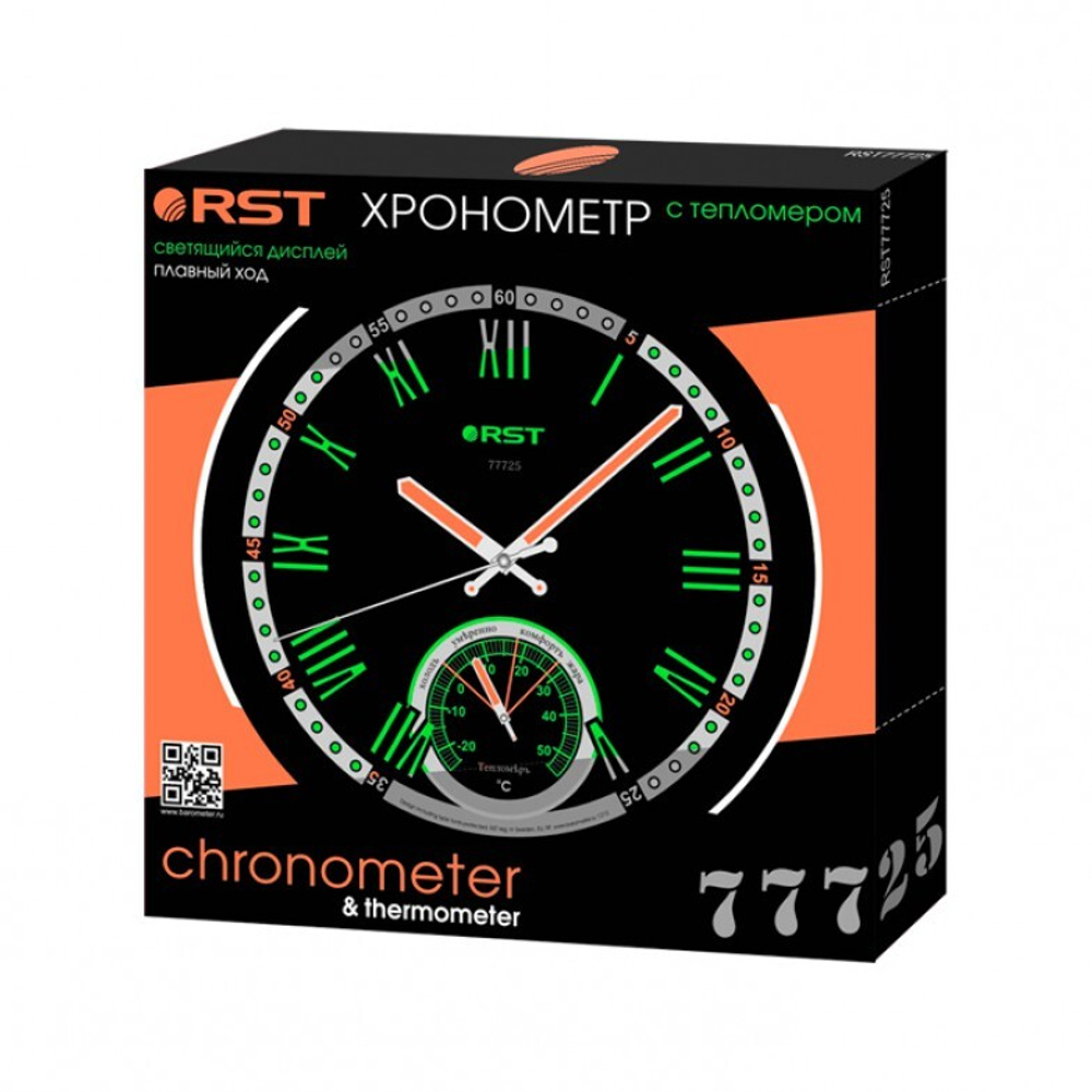 Светящиеся настенные метеочасы,  RST77725, плавный ход, d-32см