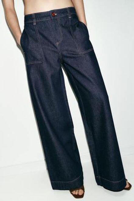 ZARA ДЖИНСЫ Z1975 WIDE LEG СО СРЕДНЕЙ ПОСАДКОЙ, СИНИЙ