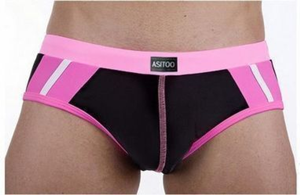 Мужские трусы брифы черно-розовые Asitoo Modal Black & Pink Brief