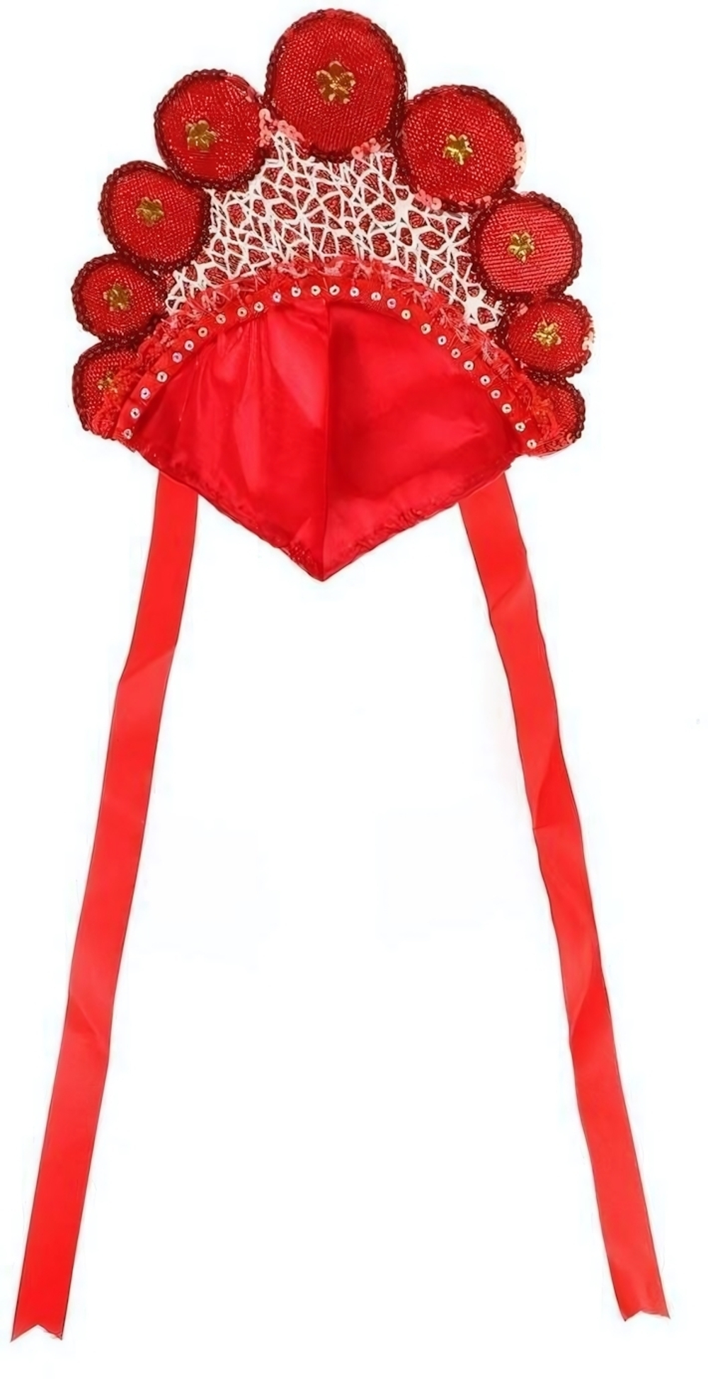 Кокошник "Боярушка" 28x0.3x28см, красный