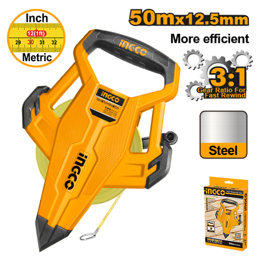 Рулетка геодезическая 50 х 12,5 мм стальная лента