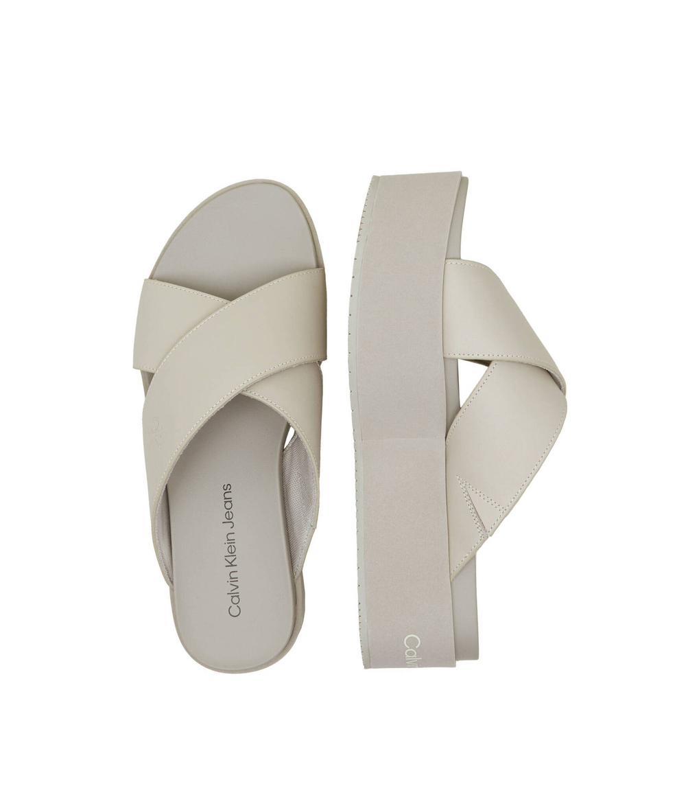 Кожаные шлепанцы CALVIN KLEIN JEANS - серый(YW0YW01349)