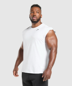 Майка GYMSHARK Critical Cut Off Tank White