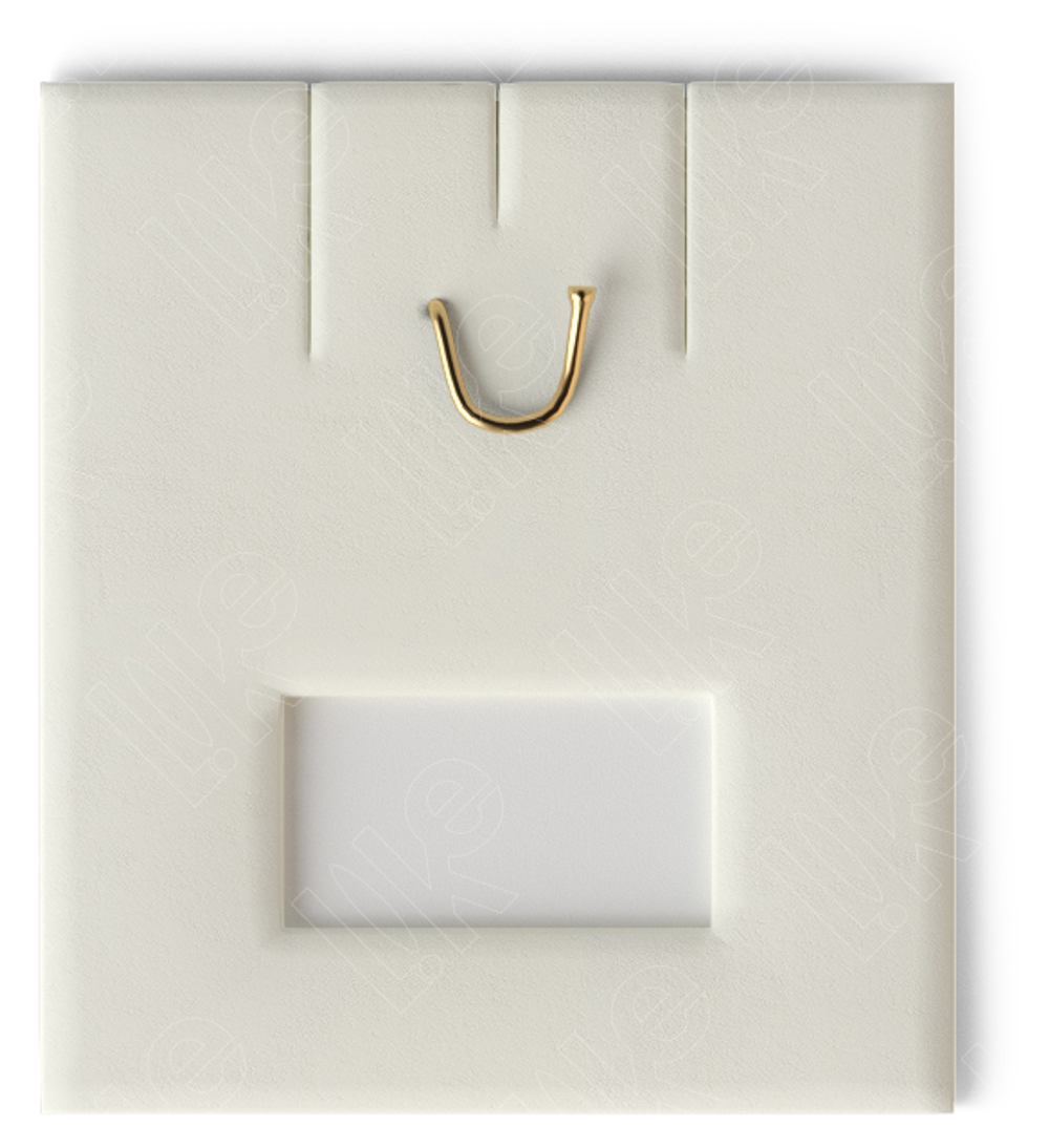 Вкладыш 03/наклонный/для серег/подвески/2 прорези/крючок/окошко для бирки/прорезь для