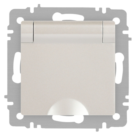 Розетка Intro Accent 6-203-06 с заземлением 2P+E Schuko с крышкой 16А-250В IP20 СУ AL/CU перламутр