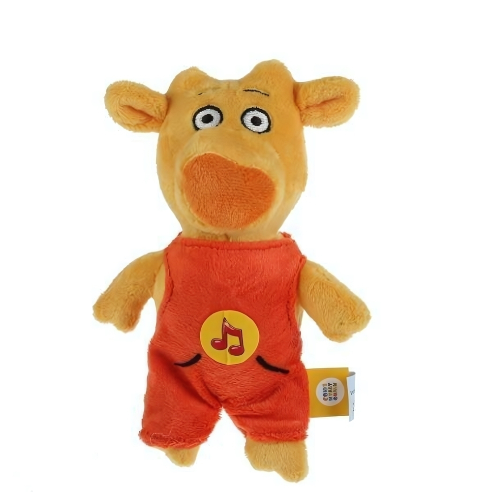 Игрушка мягкая Оранжевая корова теленок бо, 17см, муз. чип. пакет V92728-17 (Мульти-Пульти)