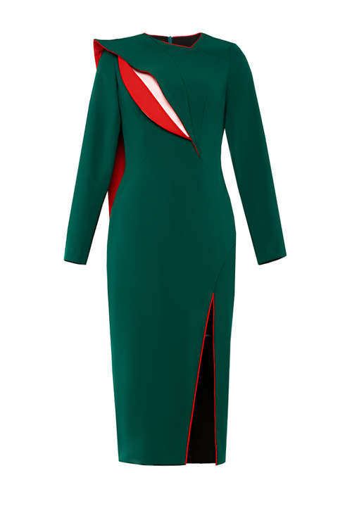 Платье-футляр с разрезом спереди на юбке 15-01-21SS