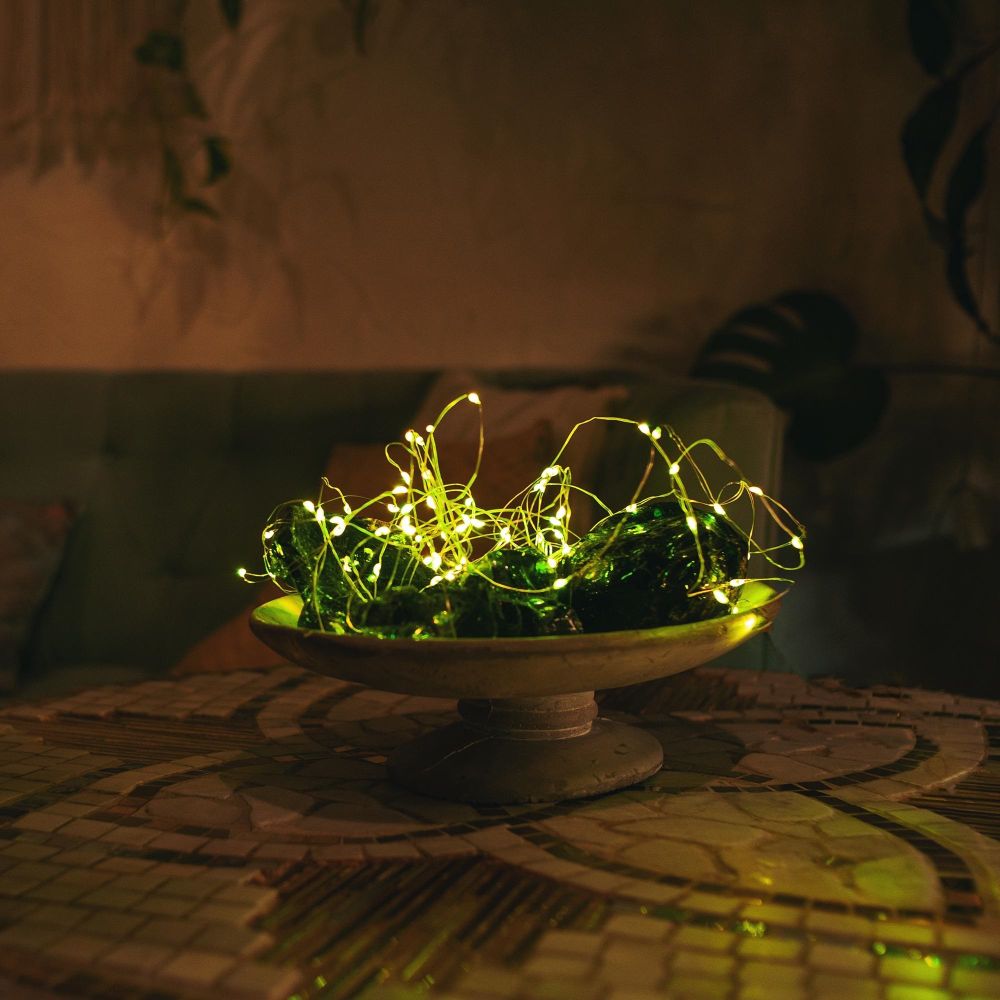 ULD-S1000-100-DTA-RC RGB IP44 Гирлянда светодиодная. 10м. 100 светодиодов. RGB свет. Пульт ДУ в-к. Провод прозрачный. ТМ Uniel