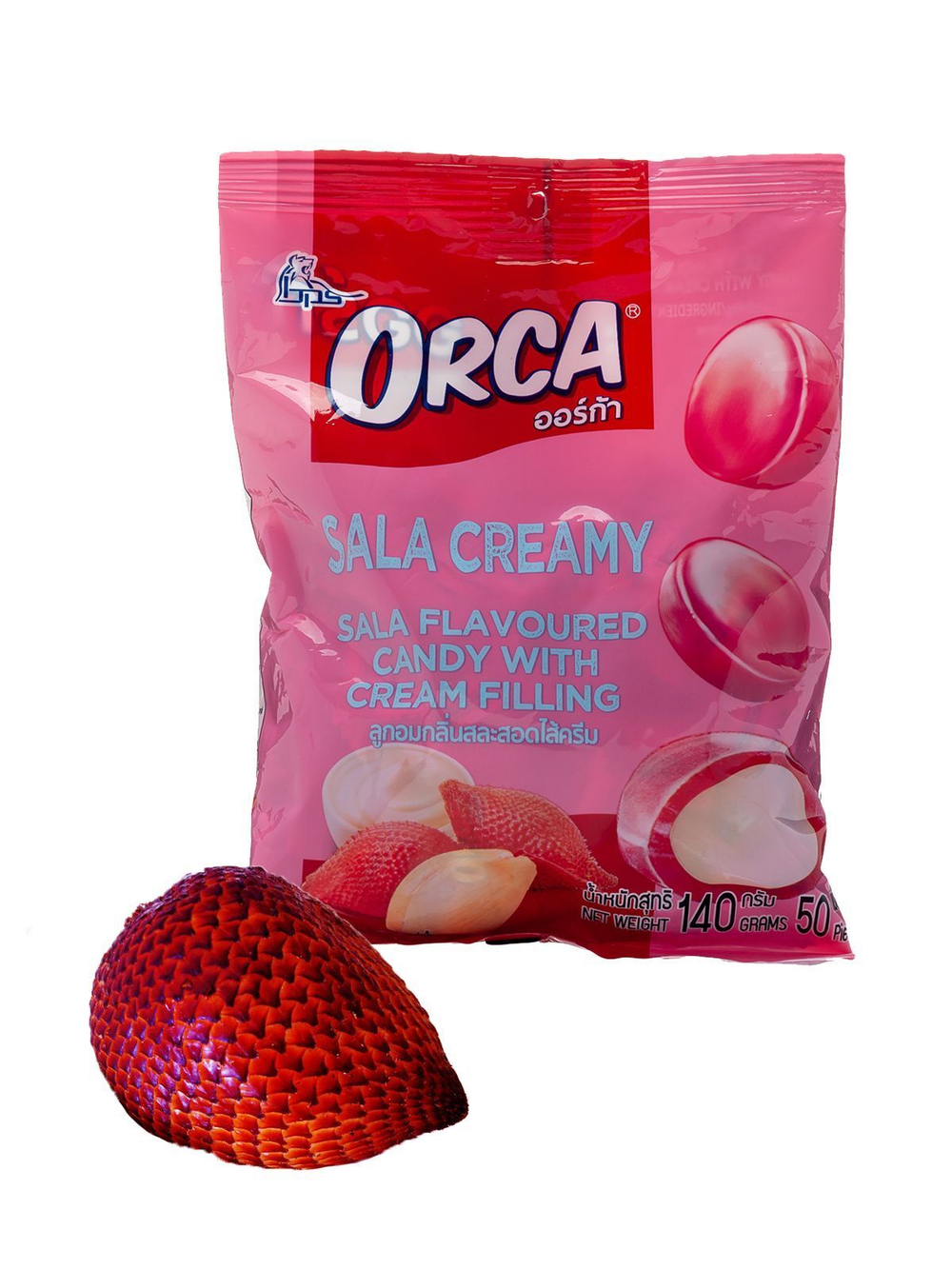 Конфета карамельная Boonprasert "Orca" Sala со вкусом змеиного фрукта сливочн нач 140гр