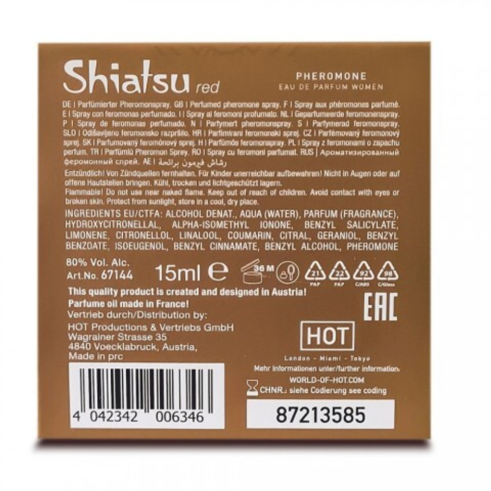 Духи с феромонами «Red» Shiatsu женские 15 мл.