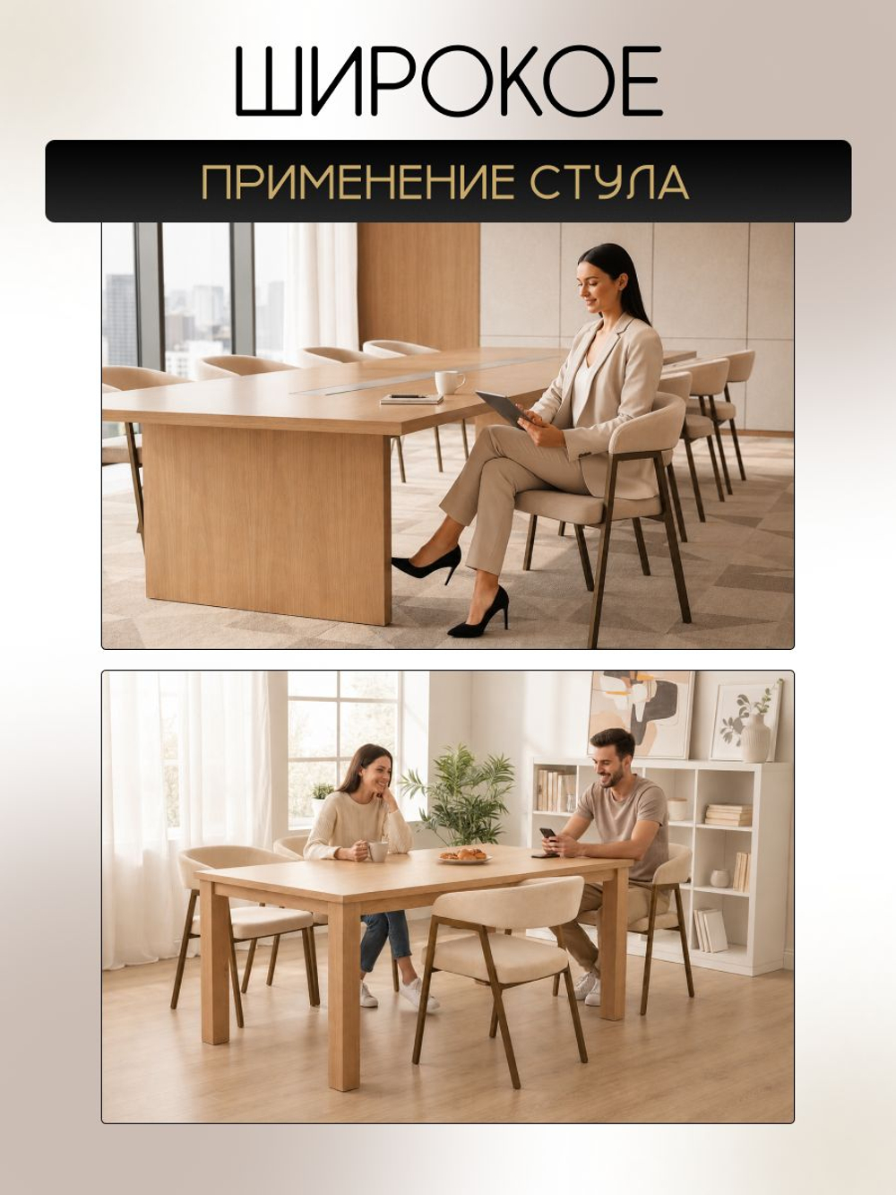 Мягкий стул кресло для кухни велюр со спинкой и подлокотниками, Massagecomplekt, бежевый, бронза