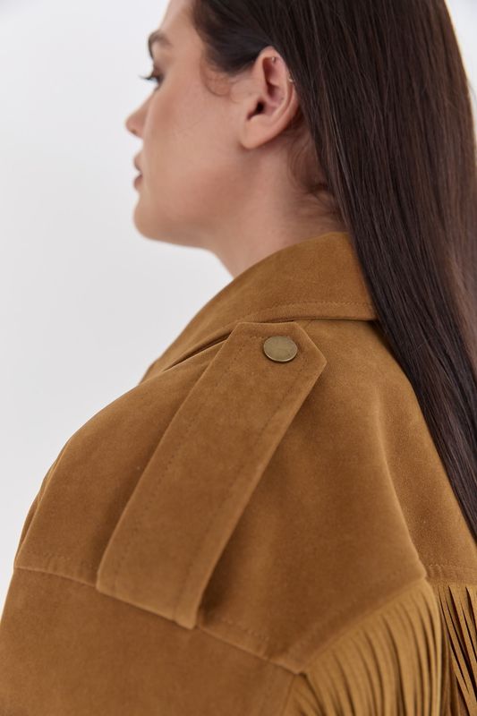 Куртка из искусственной замши, коричневая