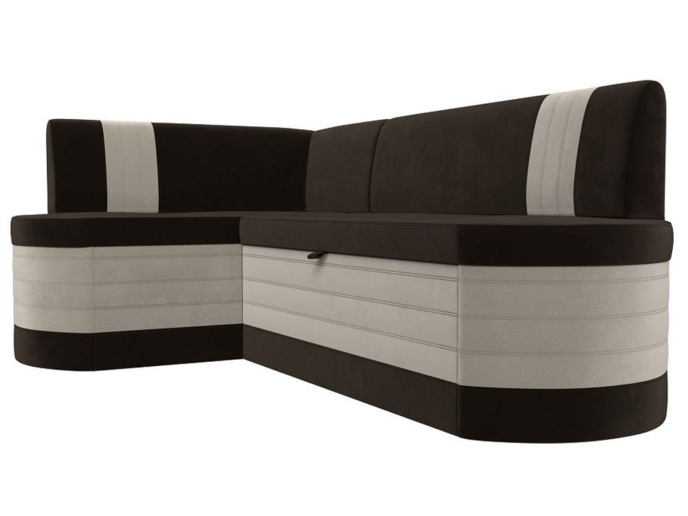 Диван кухонный угловой Токио левый угол, Коричневый\Бежевый, Микровельвет, 28652L