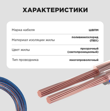 Кабель акустический 2х0.75мм Bos-Mini прозрачный (10м/уп)