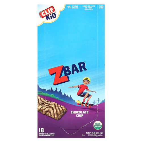 Clif Bar, Clif Kid, Z Bar, органические батончики, со вкусом шоколадного печенья, 18 батончиков, 36 г (1,27 унции) каждый