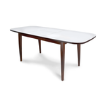 Стол Турин 1,9, орех темный + белое глянцевое стекло