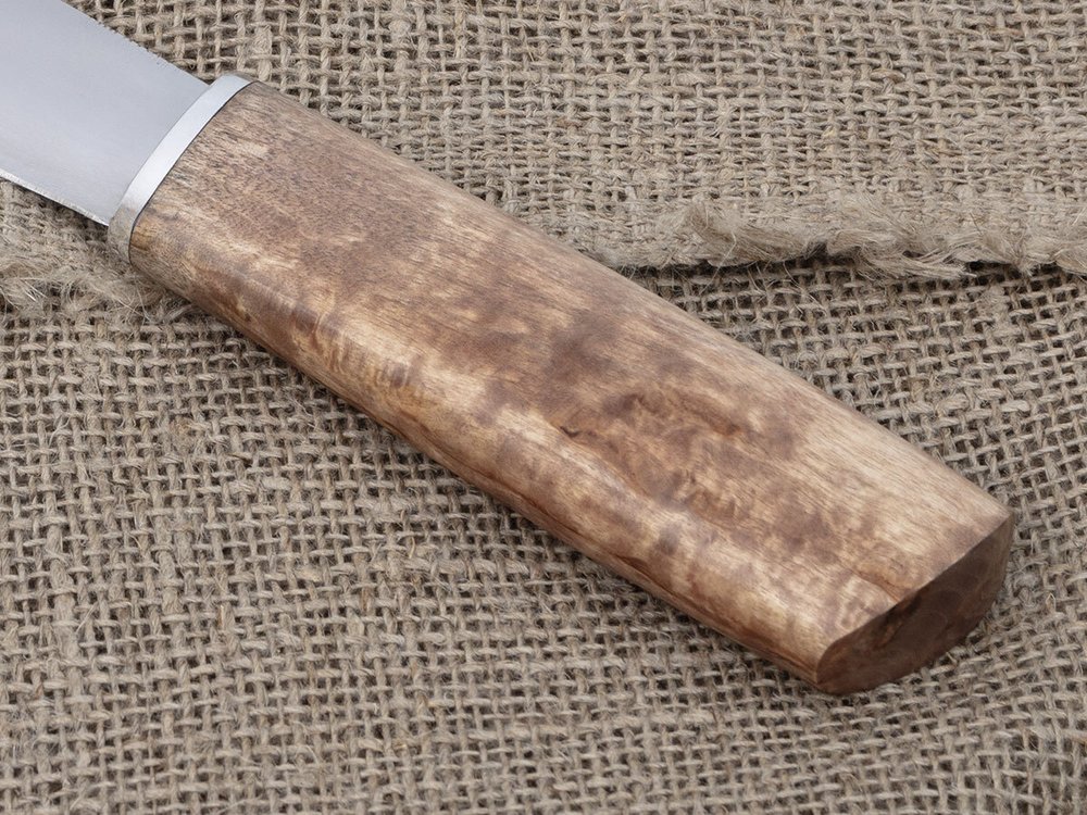 Якутский нож, сталь Х12МФ, рукоять карельская береза, кованый дол