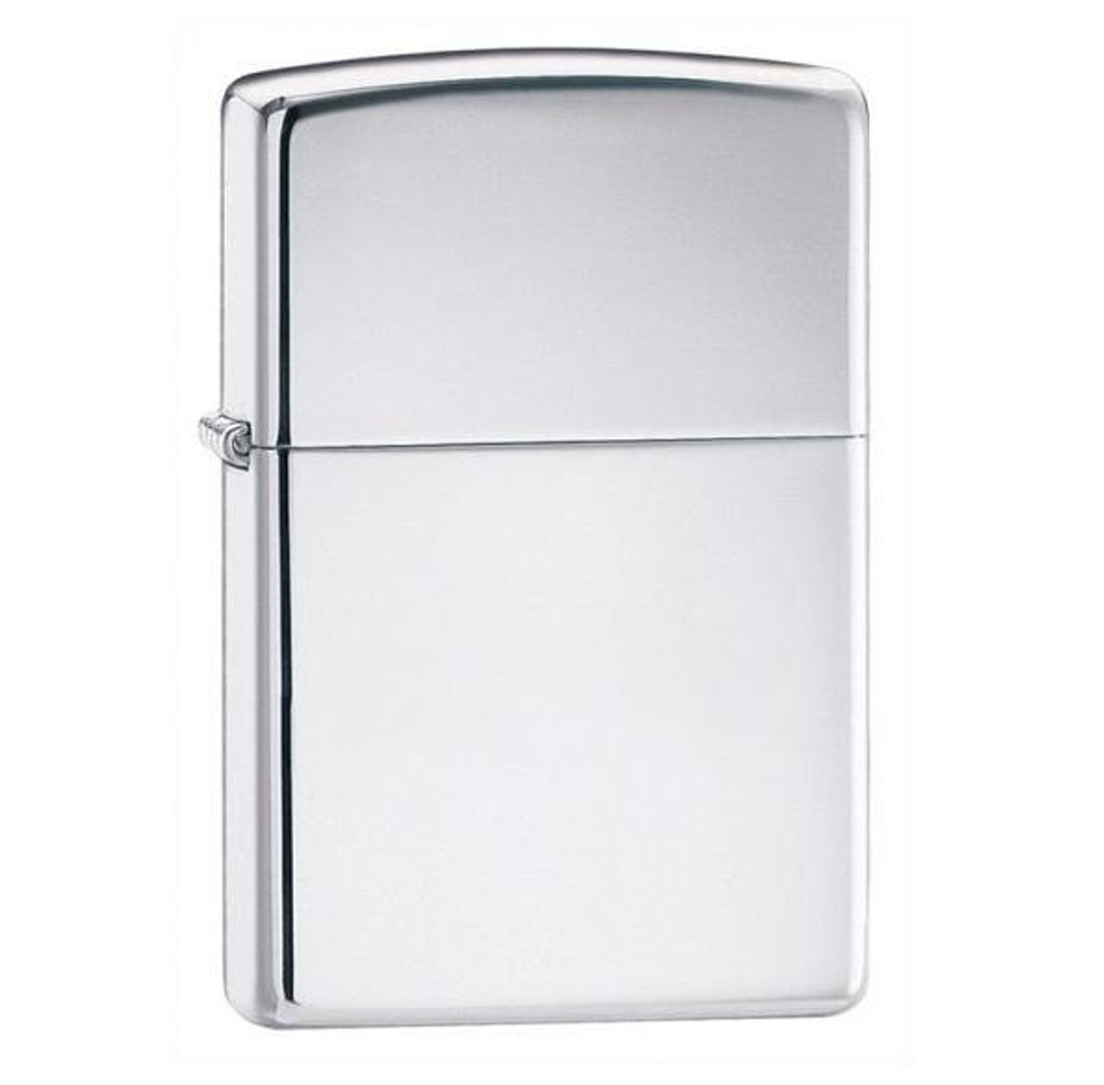 Легендарная классическая американская бензиновая широкая зажигалка ZIPPO Classic High Polish Chrome™ серебристая матовая из латуни и стали ZP-167