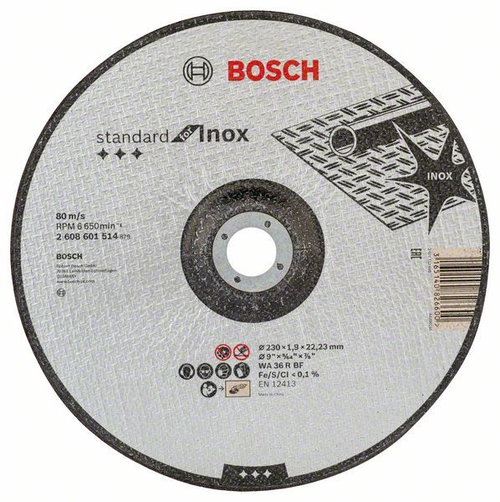 Отрезной круг STANDARD INOX 230х1,9 мм BOSCH 2608601514