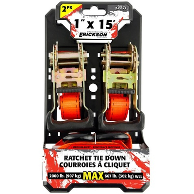 Стяжки груза (2шт) ERICKSON 25мм х 457 см, 900 кг с металл. Храповиком