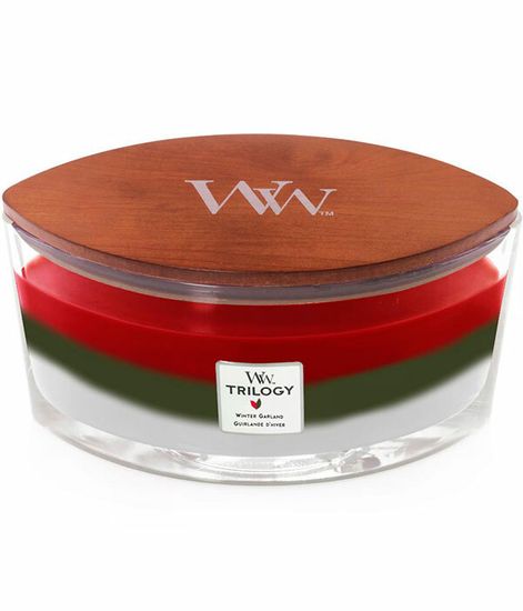 Зимняя гирлянда, ароматическая свеча эллипс, WoodWick
