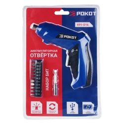 Отвертка аккумуляторная РОКОТ 3,6 В, 1,3А*ч, Li-on, держатель магн, набор бит 11шт
