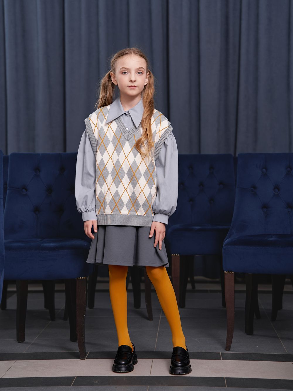 Жилет оверсайз вязаный "Ромбы" 7+