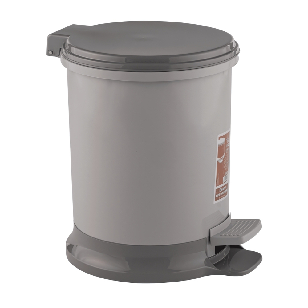 Ведро для мусора с педалью 11л цвет серый, устойчивое