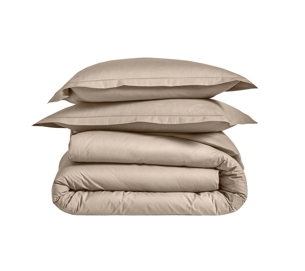 Постельное белье 2 спальное евро Blanc des Vosges Plain Chanvre Франция бежевое