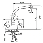 Смеситель для кухни, Frap, с кран-буксой, корич, F5408-22