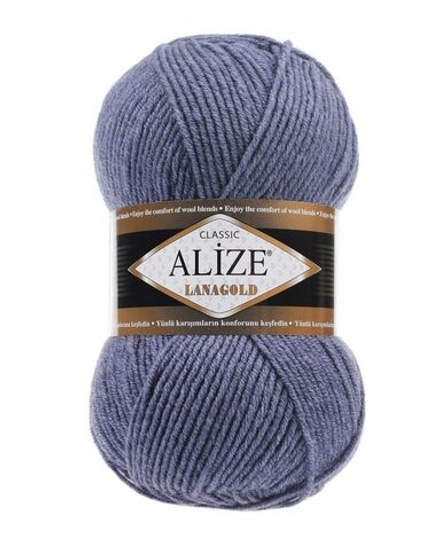 Ланаголд (Lanagold) пряжа Alize 49%шерсть 51%акрил 5х100г/240м 203 джинс меланж