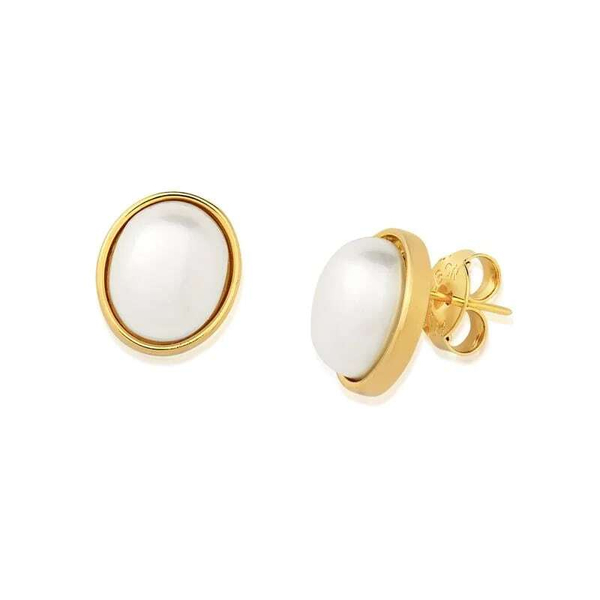 Серьги пусеты Possebon White Pearl A0976.1 BW/G