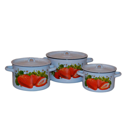 Набор эмалированных кастрюль 3 шт