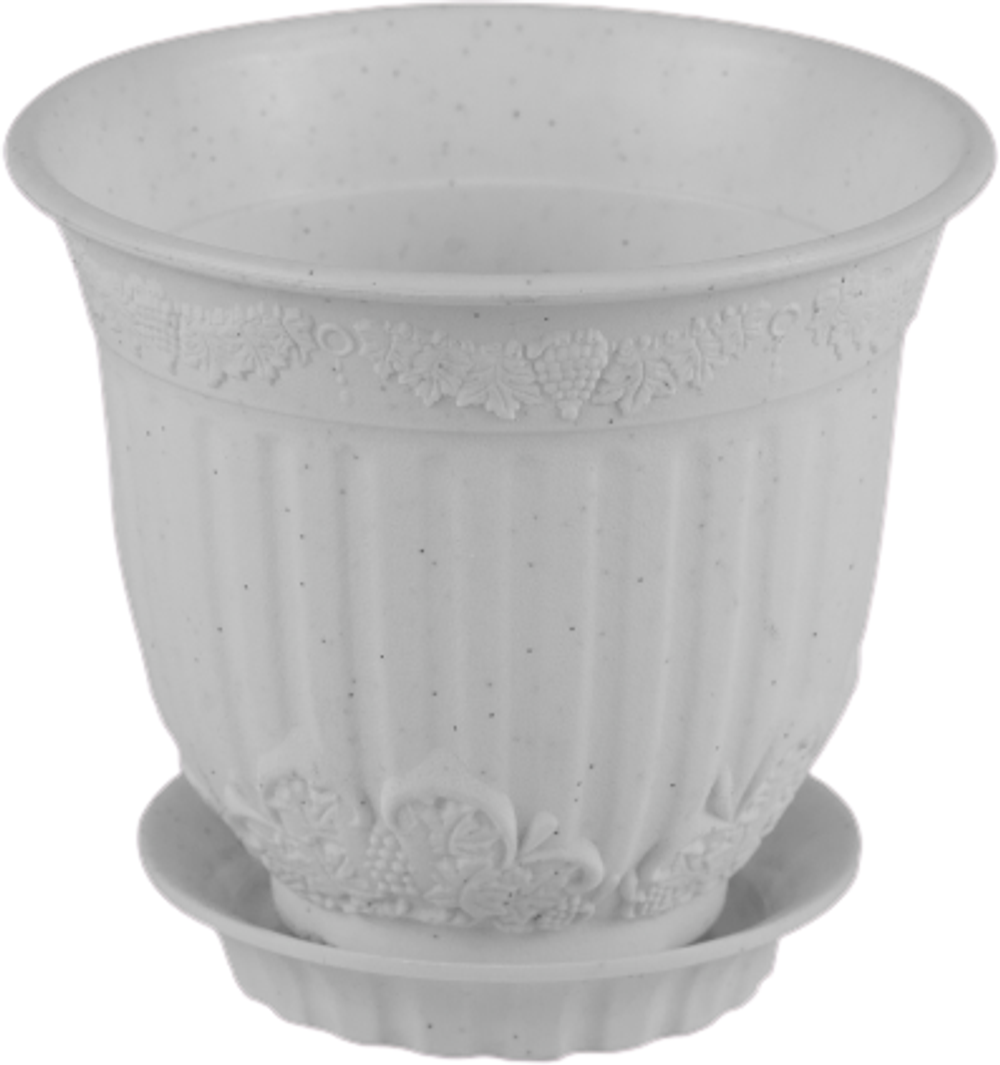 Горшок для цветов Европа пластиковый с поддоном 5,6л мрамор