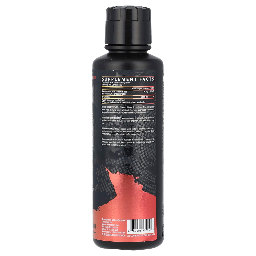 Nutrex Research, L-карнитин 3000, апельсин и манго, 465 мл (15,72 жидк. унции)