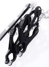 Черно-серебристые зажимы для сосков с кольцом для пениса ToyFa Metal 712050