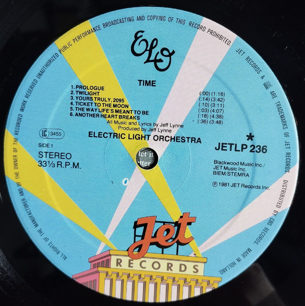 Винтажная виниловая пластинка LP ELO Electric Light Orchestra Time (Holland 1981) Ticket To The Moon