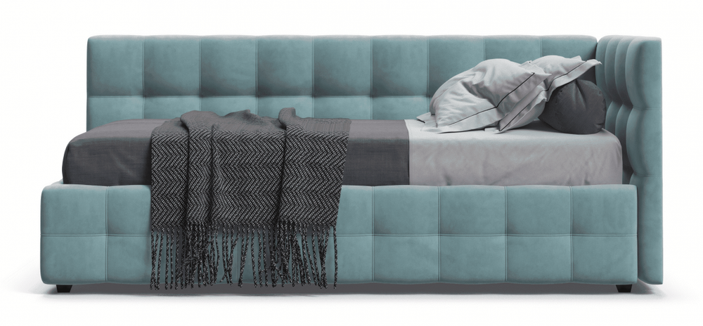 Босс Мини Кровать+ПМ 90*200 Велюр Монолит аква