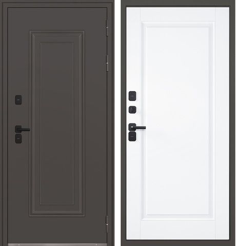 Входная дверь уличная АСД с терморазрывом 3К Сургут муар коричневый / Белый матовый